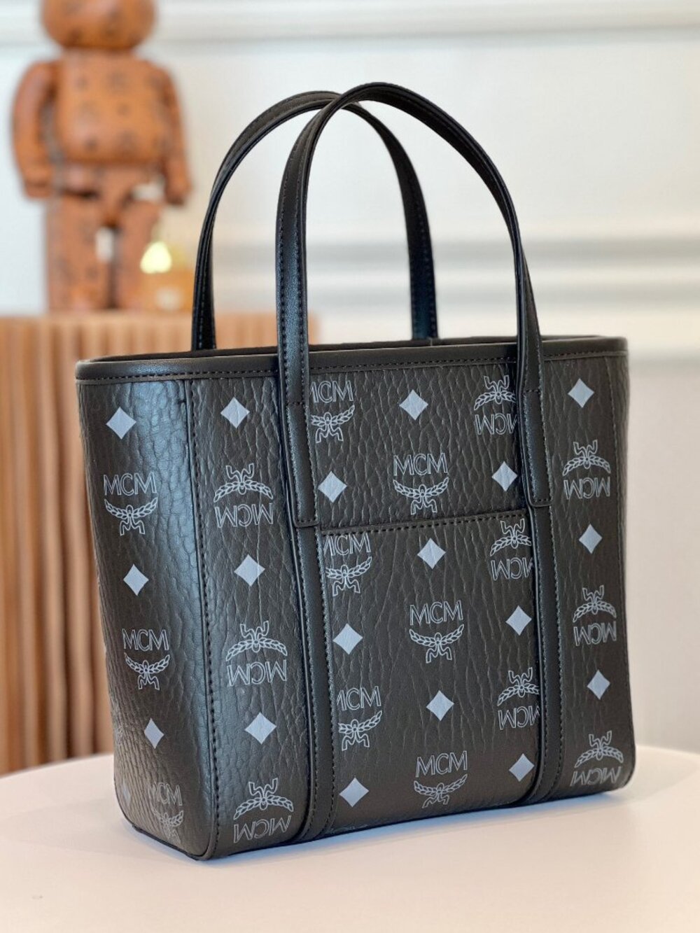 MCM Tote Bag Crossbody Bag Monogram Black - Picture 5 of 7